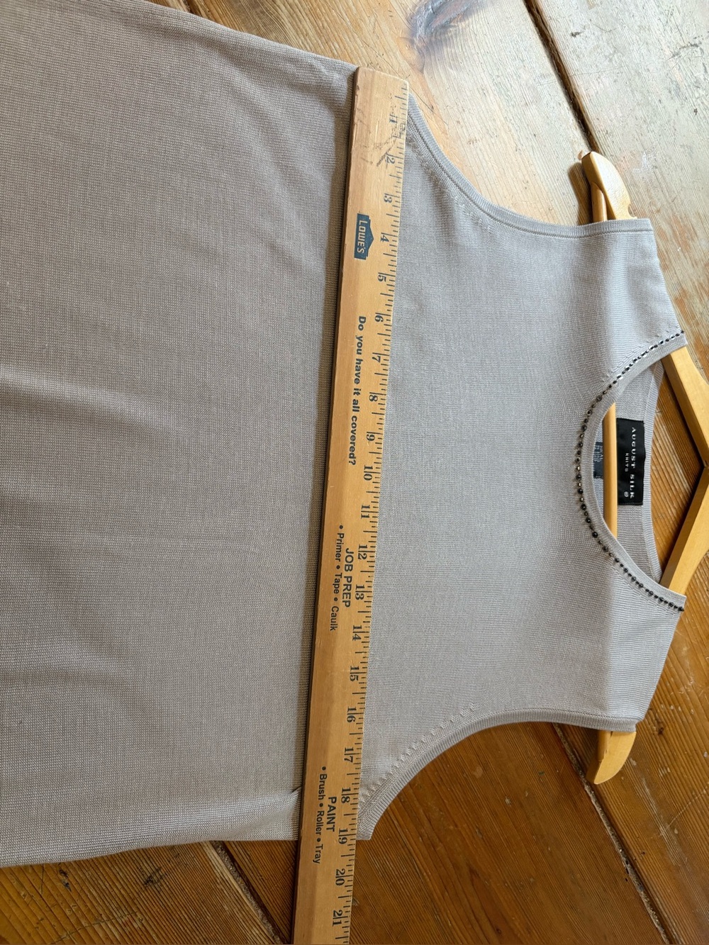 August Silk 100% Silk Shell XL Light Gray Beaded Sleeveless Blouse - Picture 7 of 12
